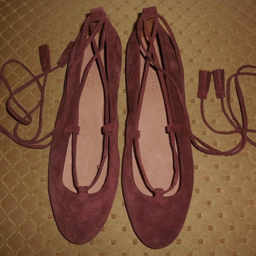 Fw: Madewell Inga Rust Suede Lace Up Ballet Shoes